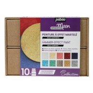 Pebeo Fantasy Moon Set 10x 45 ml & Accessories Hammer Effect Pearlescent Craft Paint Set 758441